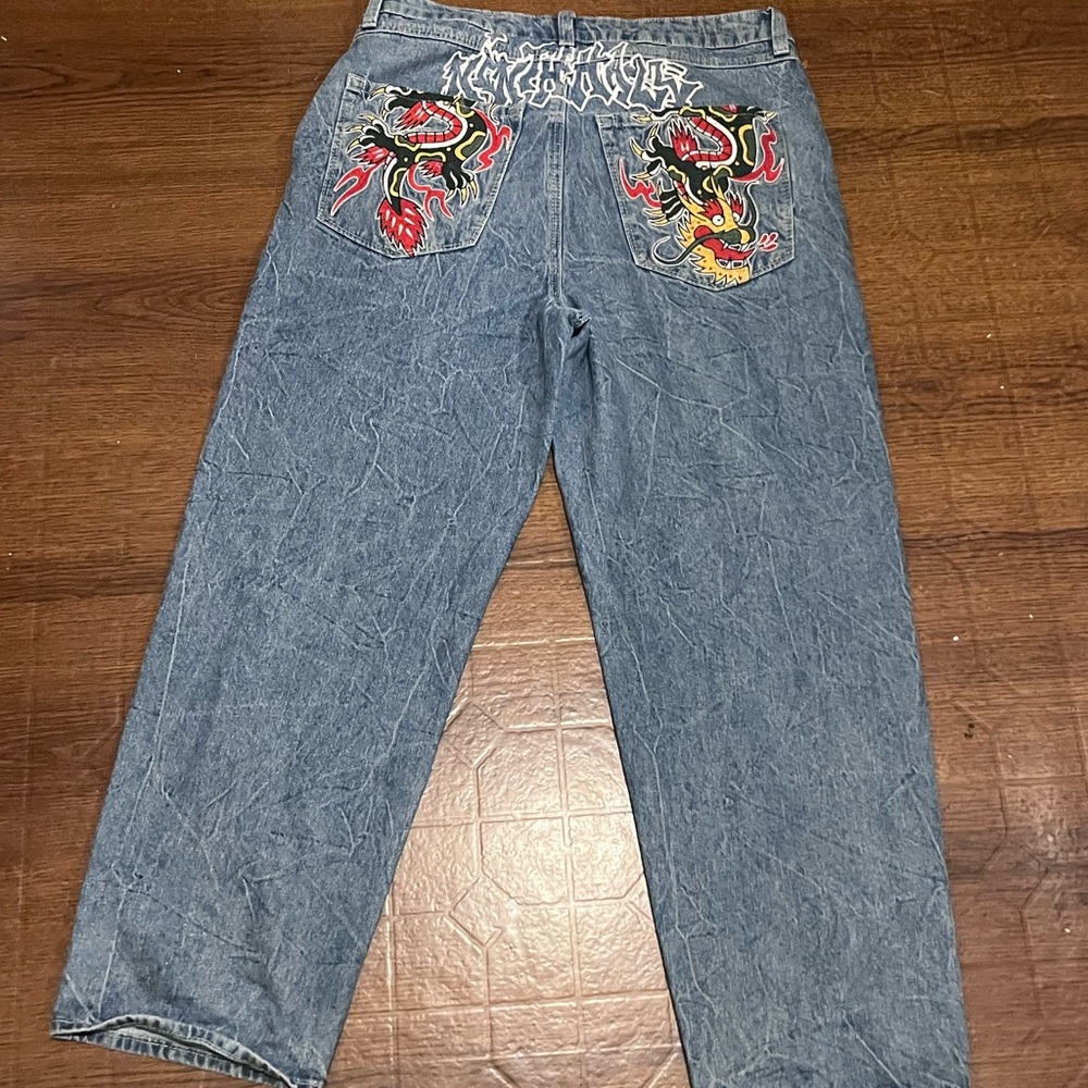 Othr Blue Straight Leg Jeans with Embroidery